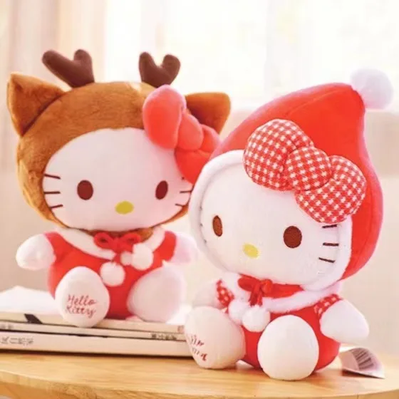 Hot Sales Japanese Cartoon Pink Hello KT Cat Plush Toy Deer Kitty Stuffed Animal Toys Kawaii Halo Cat Kids Toys