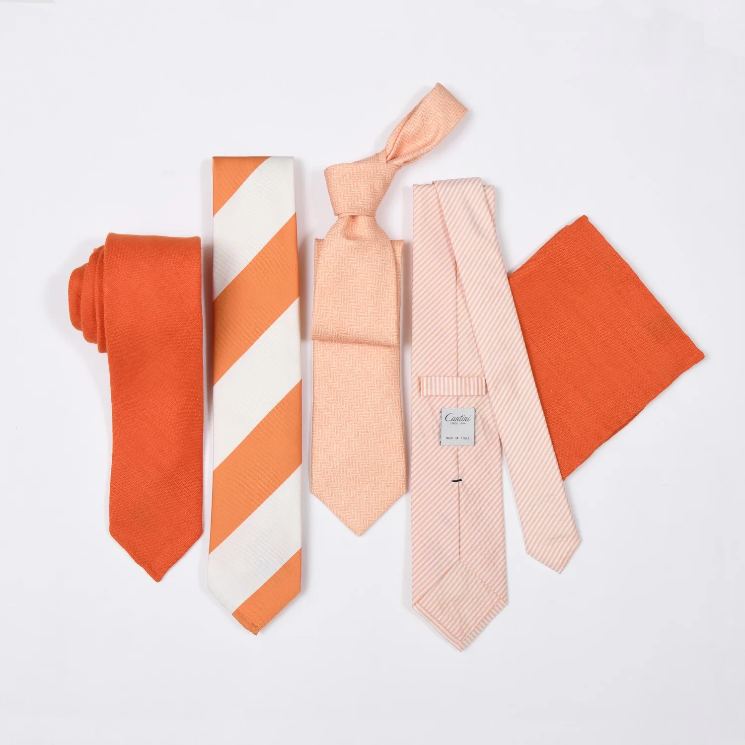 Elegant Italian Linen Pocket Square - Handwoven Orange Quality Product - Ideal for Summer Soirees