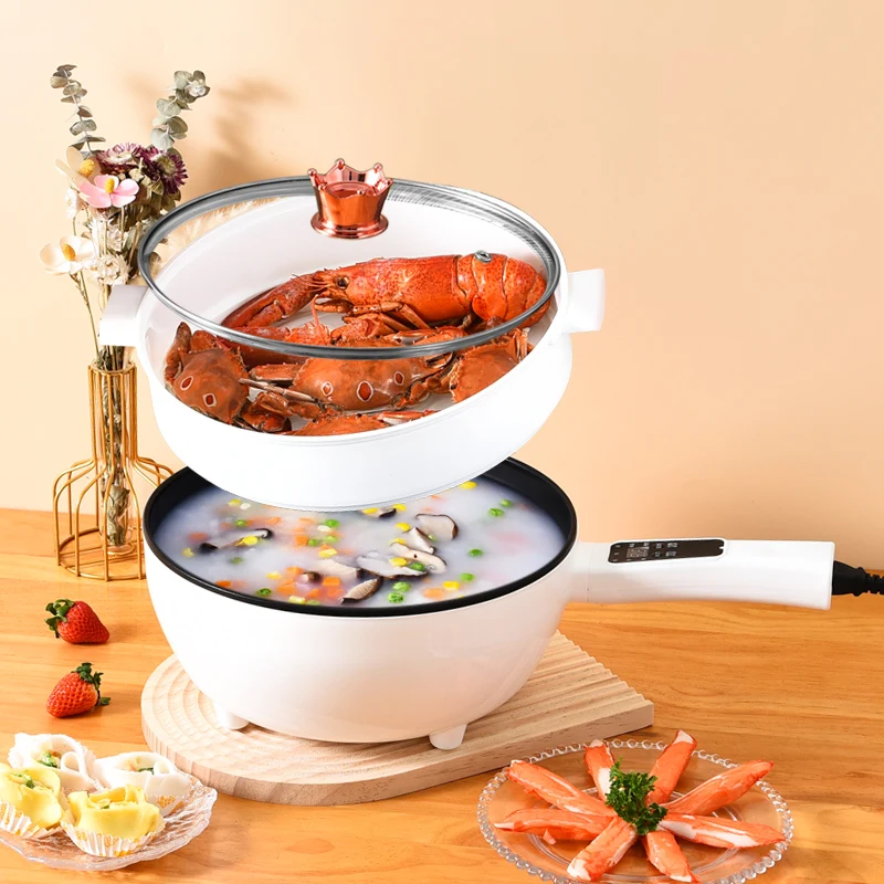 New Arrival  Electric Frying Pan Multi-function Electric Heating Pot With Steamer Electric Hot Pot