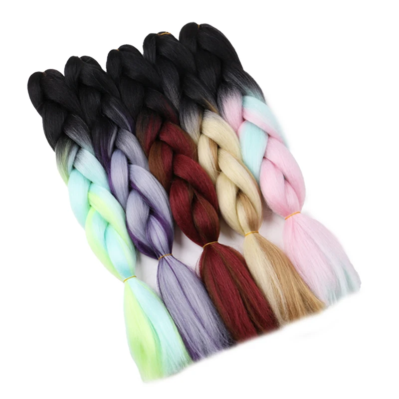 24inch 100grams ombre rainbow mixed color jumbo braids for dreadlocks box braids heat resistant synthetic braiding hair