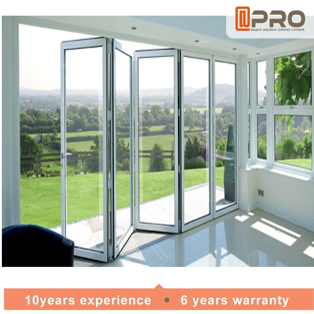 Fashion door latest design aluminium frame single glass folding door bathroom FOLDED HINGE Diy aluminium Bi folding door