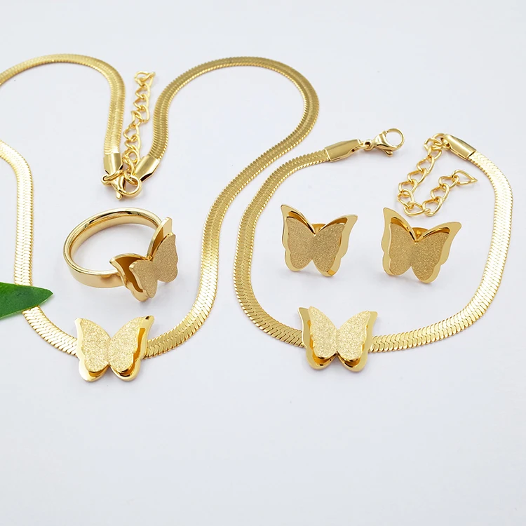 2023 новый дизайн Дубай большая бабочка комплект ювелирных изделий для женщин 18K позолоченный Литой кулон ожерелье