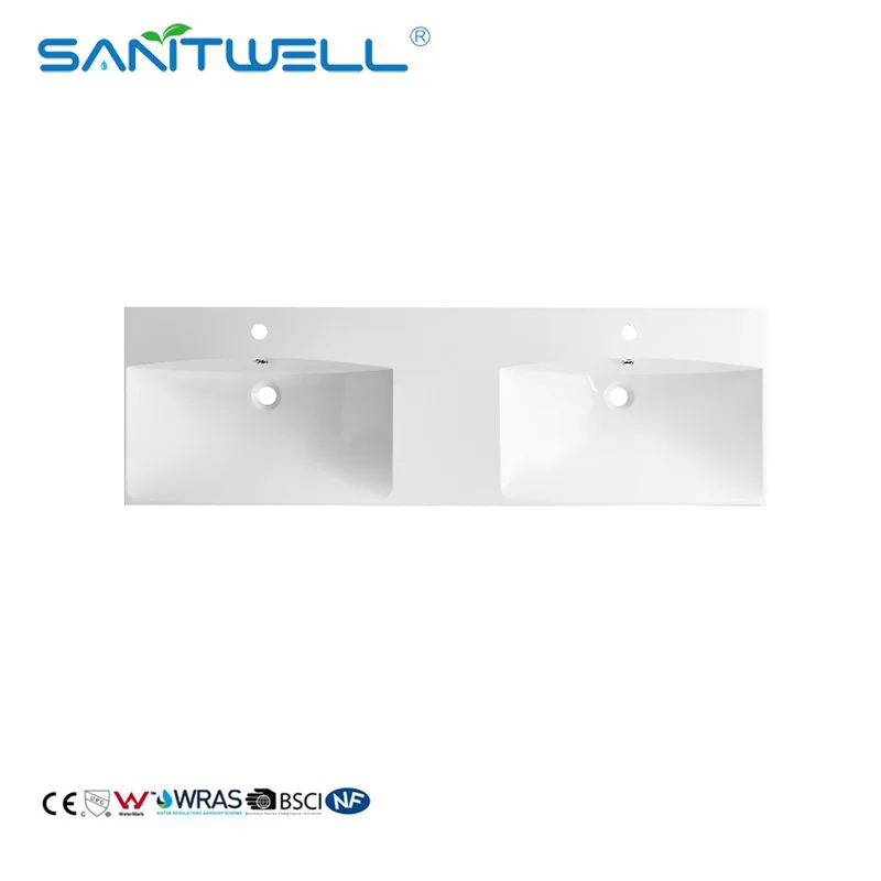 Anti-Fouling Artificial Stone Resin Basin Natural Acrylic Resin Double Basin Bathroom Double Sink
