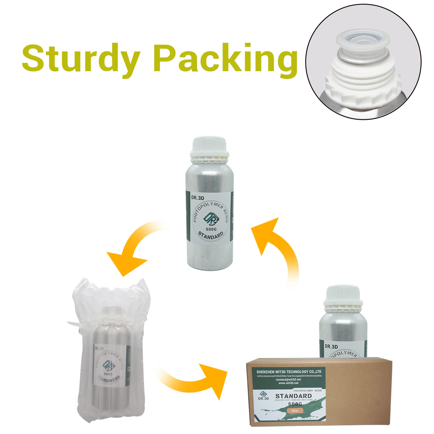 DR.3D 3D Printer Resin, Smelless Standard Resin for 3D Resin Printer, 405nm Photopolymer Resin with Great Details & Ragidity,