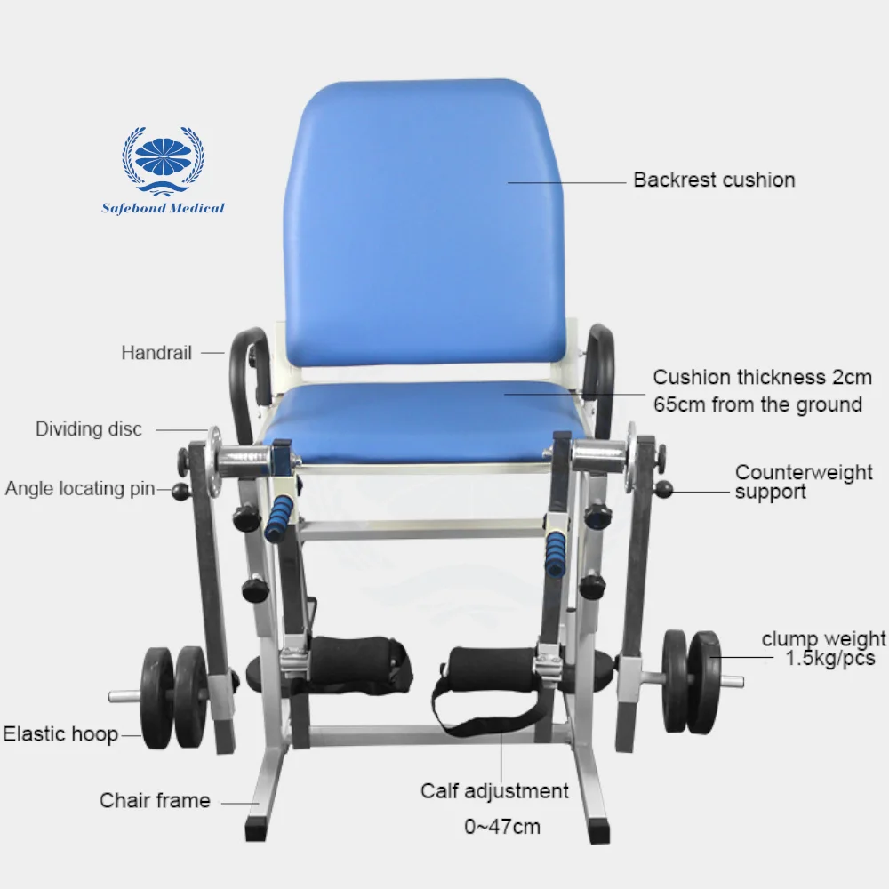 Safebond Adjustable Quadriceps Trainer Active Passive Flexion Training Equipment for Knee Joint Wheelchair Compatible Patch Type