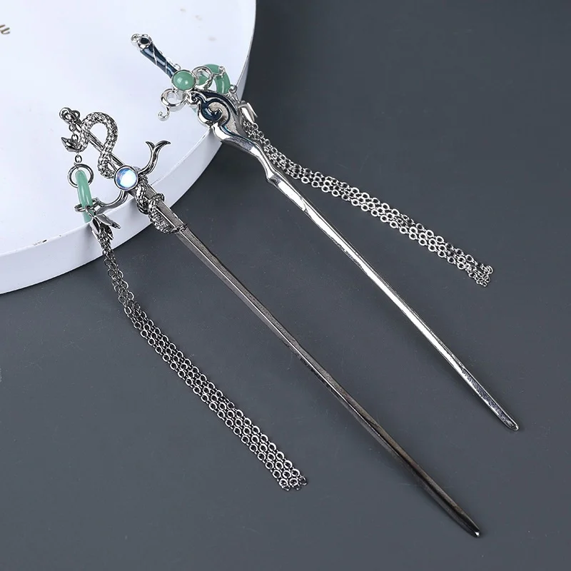 Retro tassels fork metal alloy bamboo charms hairpins chop stick hair chopsticks accessories hair pin hair pick for women girls