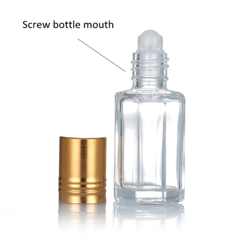 3ml 6ml 9ml 12ml roll on Octagonal pocket glass bottle Essential oil octagonal roll on Glass bottle with steel roller