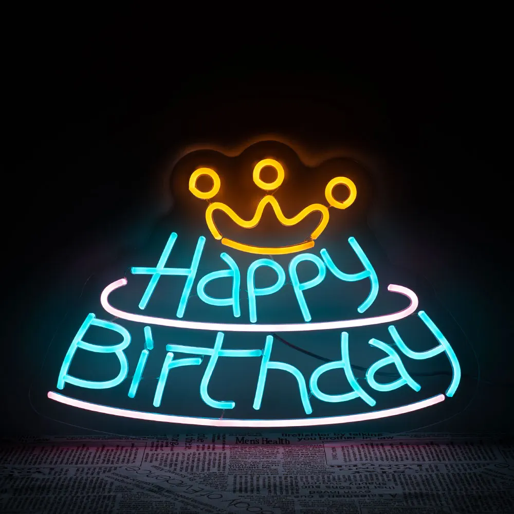 Drop shipping Happy Birthday custom neon sign LED neon for birthday party club decorations neon sign custom