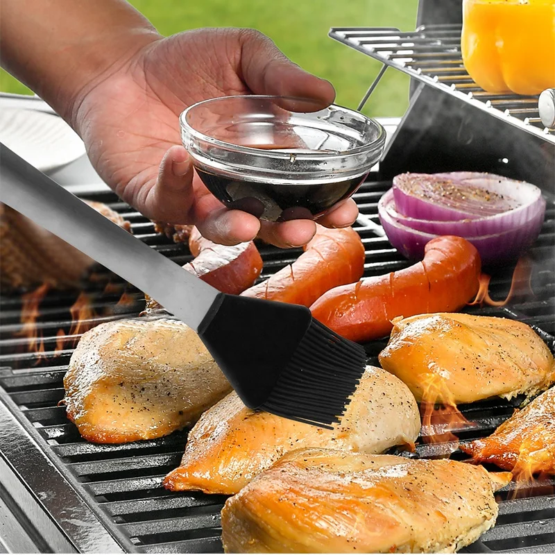 TPR Handle Stainless Steel 430 Set of 4pcs Barbecue Tools