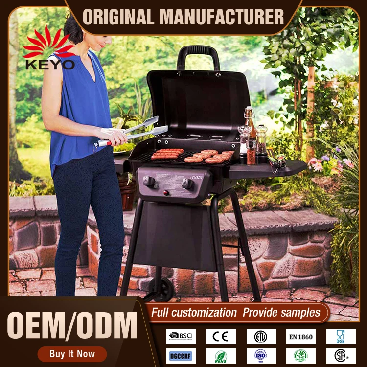 20000 Btu A Gas De 2 Quemadores De Patio De Jardin Al Aire Libre Clasico Trolley Gas 2 Burner Bbq Grill