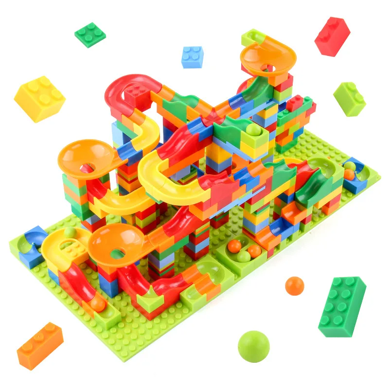 336pcs Big Size Marble Race Run Blocks Maze Ball Track Building Blocks Plastic Funnel Slide Assemble DIY Bricks Kids Gift