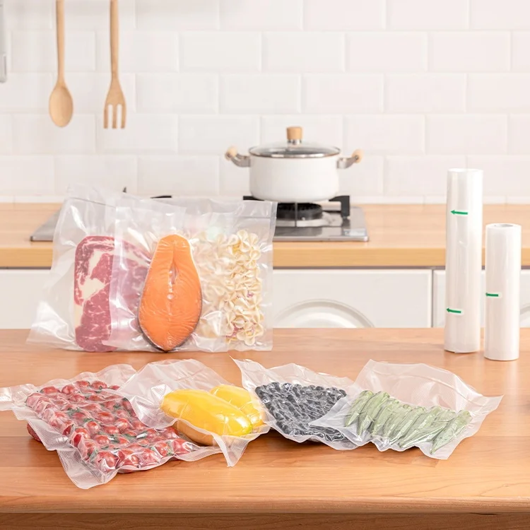 Sous Vide Textured Vacuum Sealing Plastic Bag Sealer Roll Embossing Foodsaver Rolls Vacuum Bag Pouch