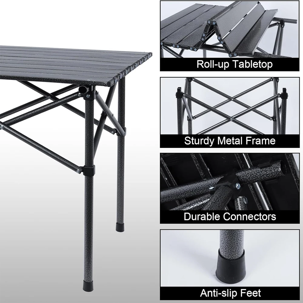 52*52*50cm Popular Outdoor Metal Portable Folding Camping Table For Beach Picnic Hiking Fishing