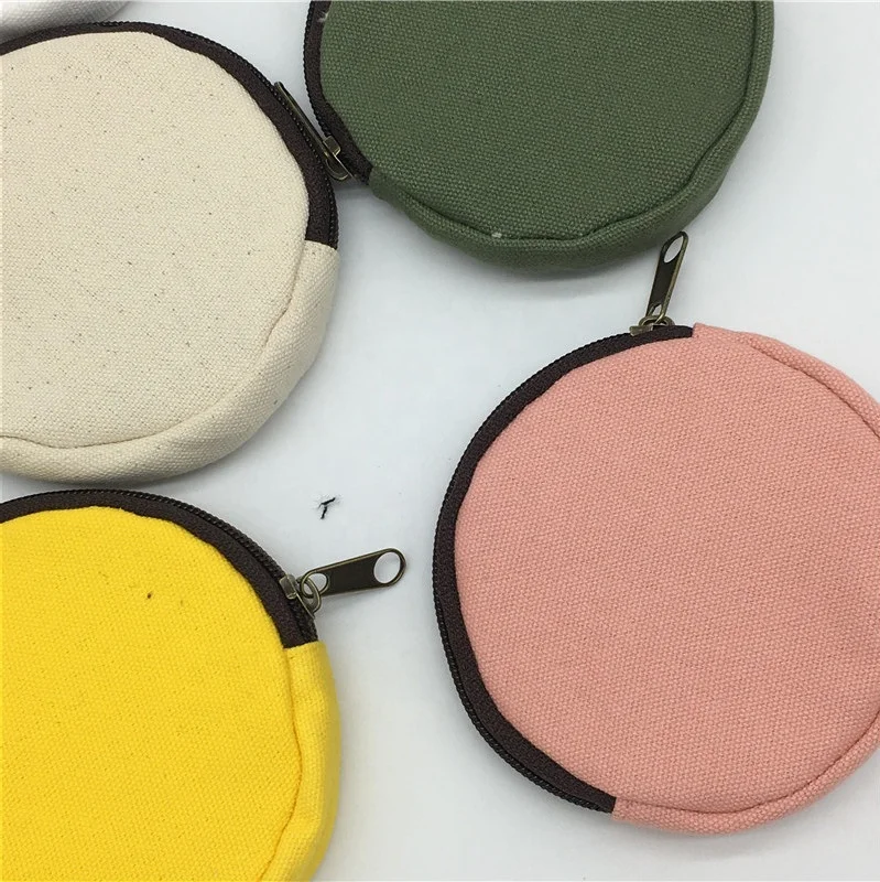 
In Stock Small Round Shape Canvas Coin Pouch 