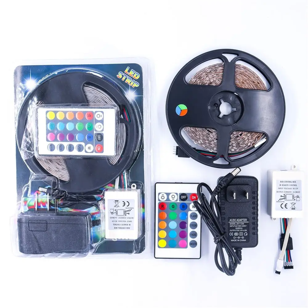 Outdoor 12V IP65 Silicone glue Smart 5050 RGB LED strip set with controller and adapter