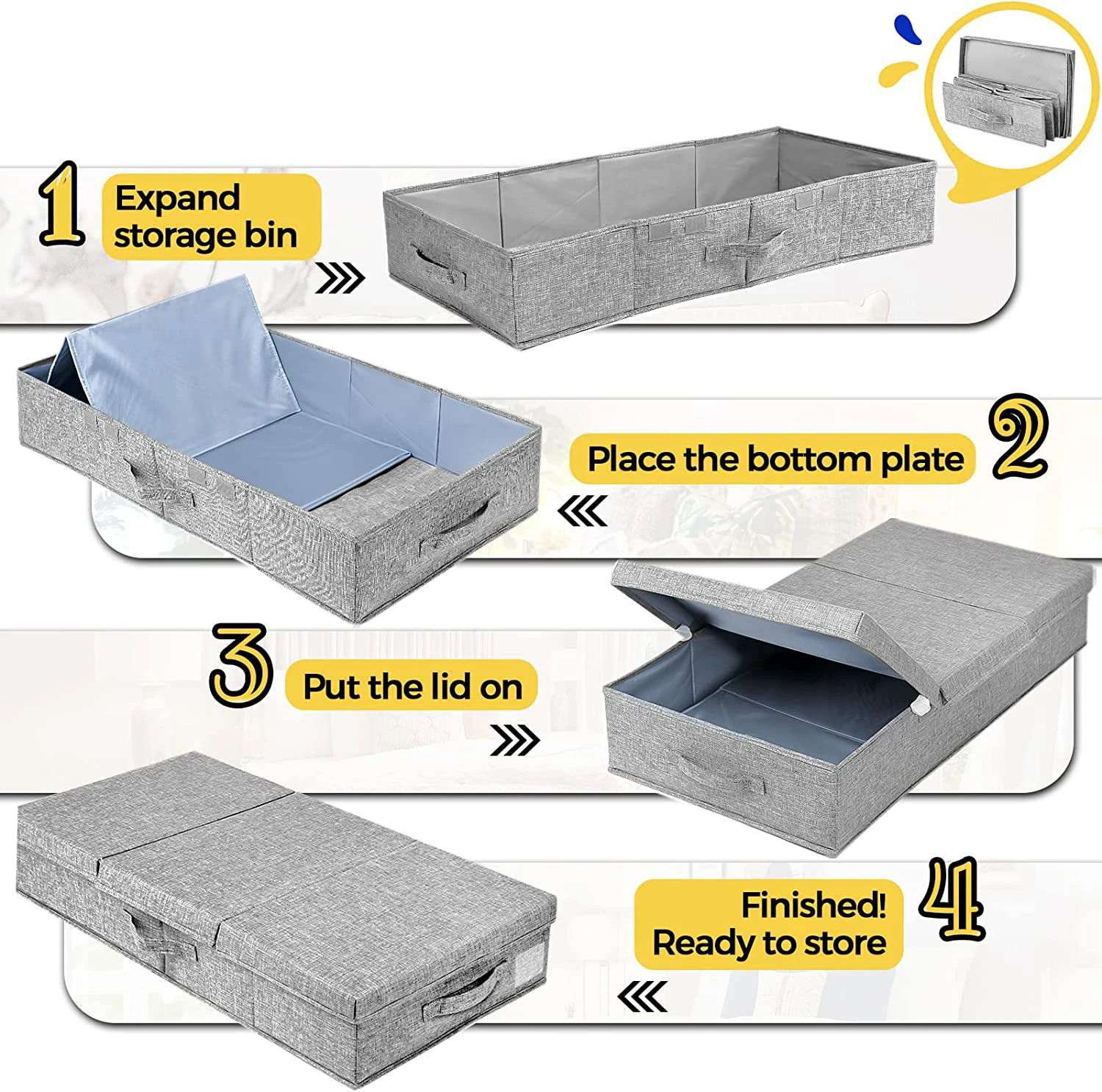 Wholesale Customizable Popular Under-Bed Storage Boxes Kids Clothes Storage Seasonal Under bed Storage