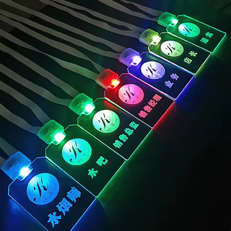 New Product In Stock Acrylic LED Lanyard Id  Card Badge Holder For Business Gift Supply