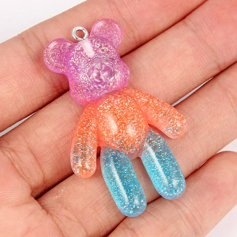 44*27mm cute gummy bear charms flat back resin charms necklace pendant earring charms for DIY decoration