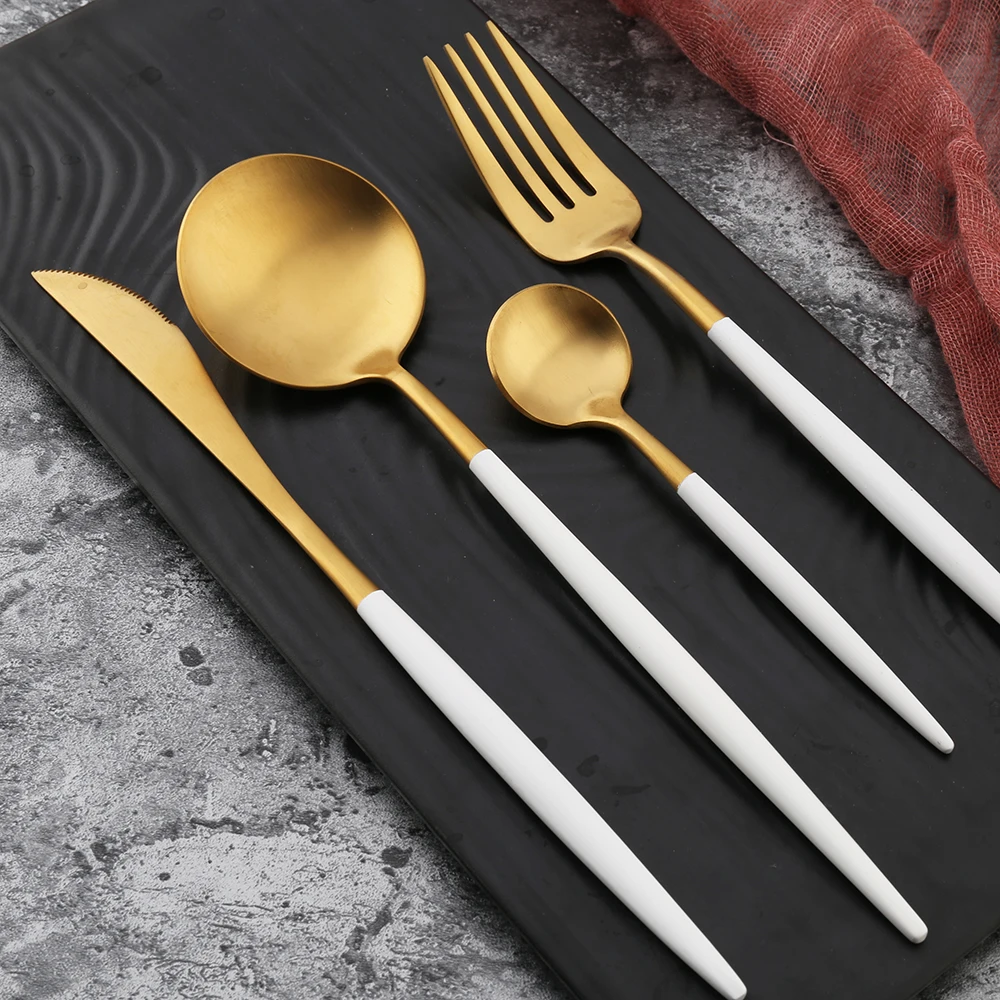 Custom stainless steel flatware spoon fork knife 4 pieces cutlery set