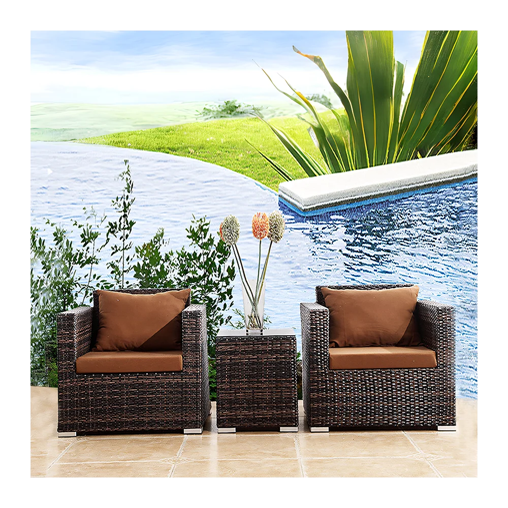 Modern Style Rattan Webbing Outdoor Sofa Metal Frame Waterproof for Patio Use Outdoor Furniture