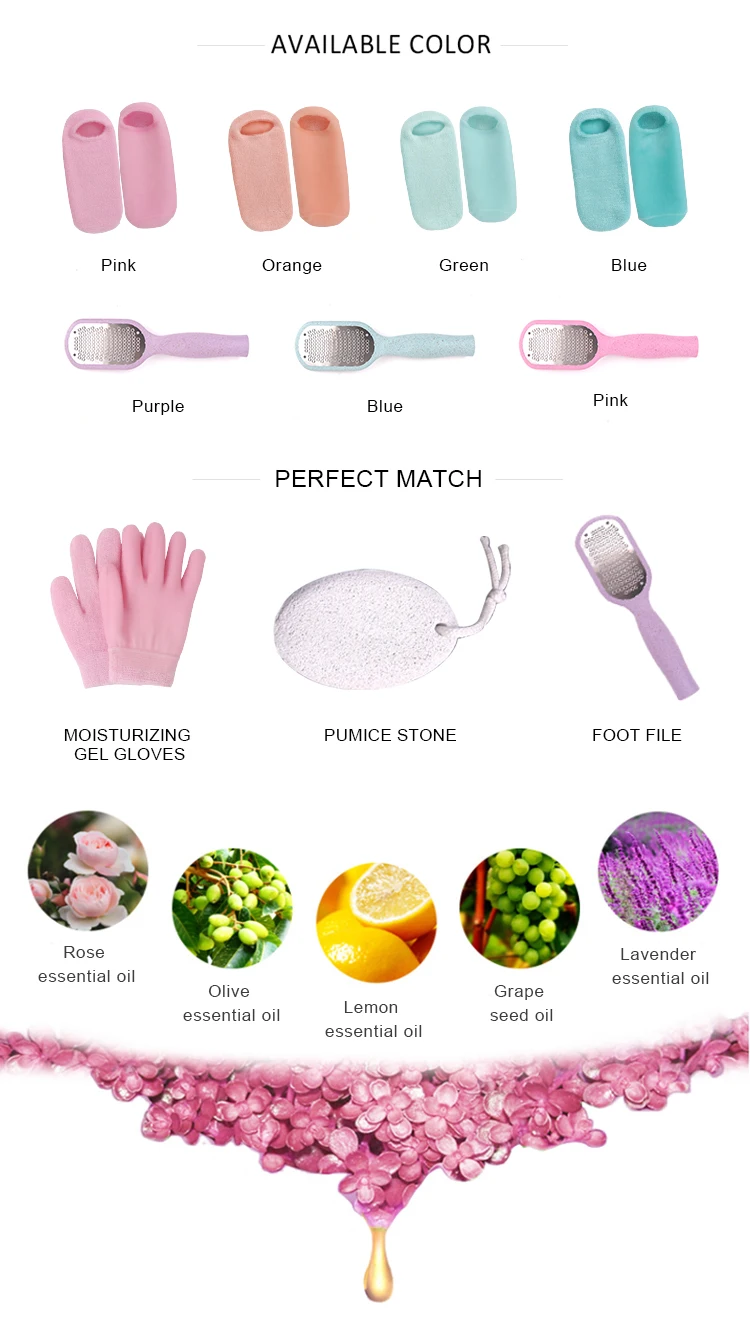 Foot Mask Care Spa Gel Sock Moisturizing Socks Essential Oil Infused Silicone For Dry Cracked Feet Women Men