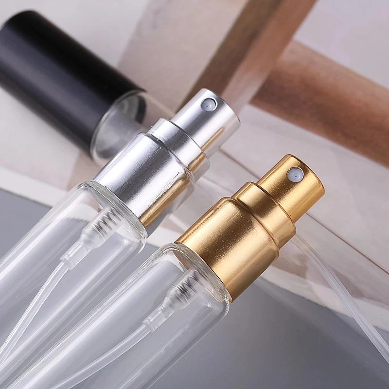 5ml 10ml 15ml Glass Perfume Tube Vial Bottle 13mm Thread Caliber Glass Perfume Spraying Bottle with Eletoplated Lid