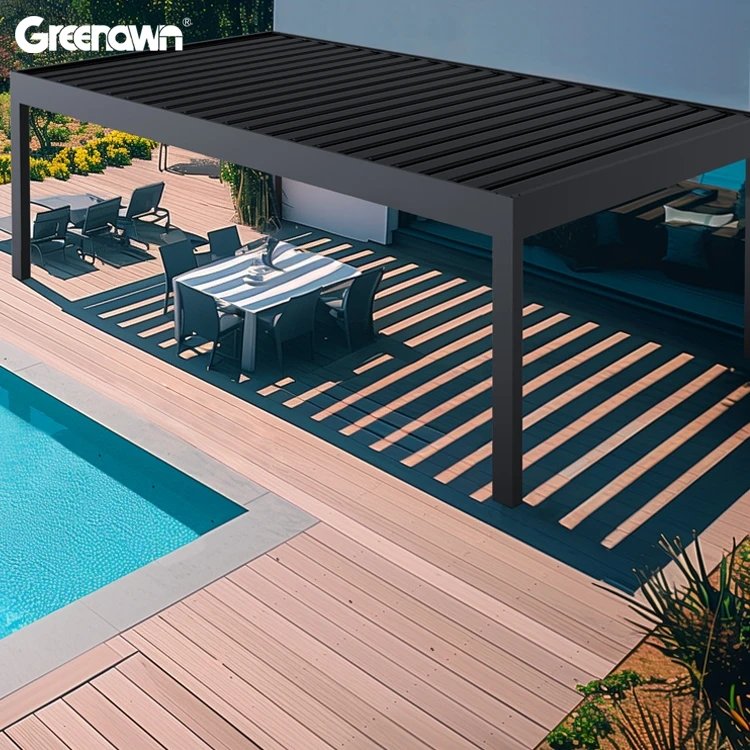 Outdoor Opening Roof Systems Motorized Grey 3x3 3x4 Meter pavilion Pergola Covers Designs with Fence