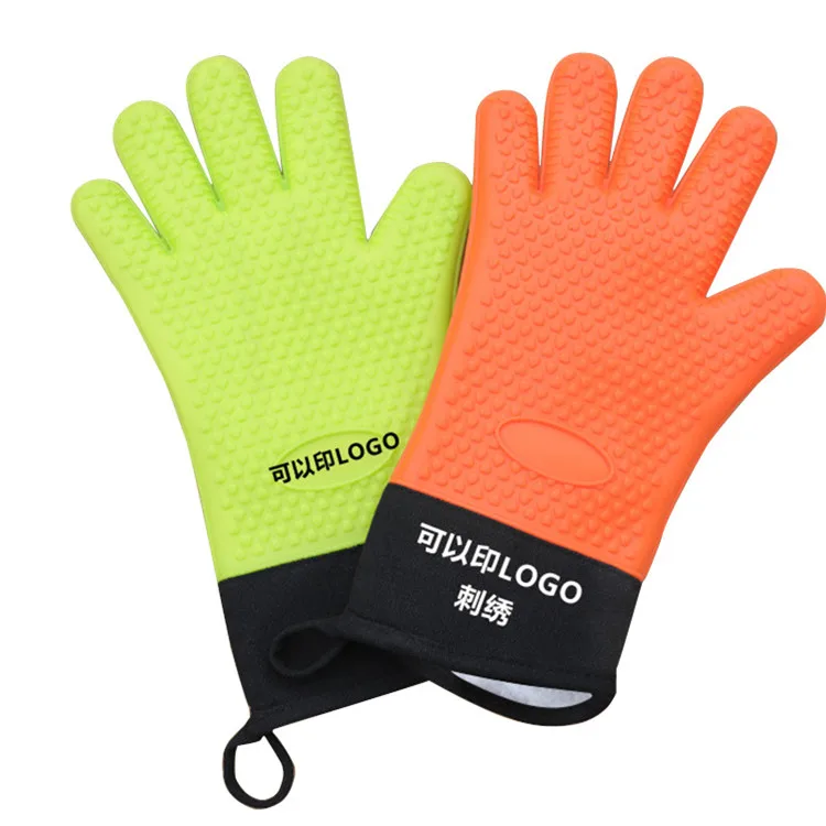 New Arrival Silicone Kitchen Cooking Oven Glove With Finger Heat Resistant High Temperature Glove For Home Kitchen