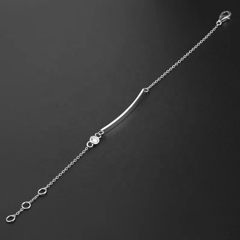 High quality jewellery 925 sterling silver custom name bracelet 18k gold plated women jewelry men silver bar chain bracelet 925