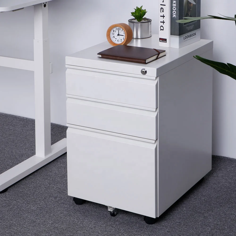 3-Drawer Wheeled Mobile File Cabinet with Lock Under Desk Office for Home Office File Organizer