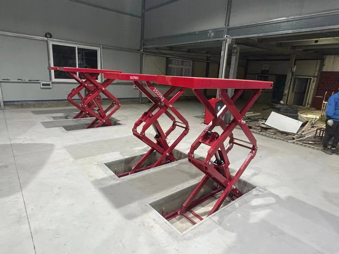 3500kg Full Rise in Ground Double Scissor Pneumatic Release Drive Scissor Car Elevator Lift