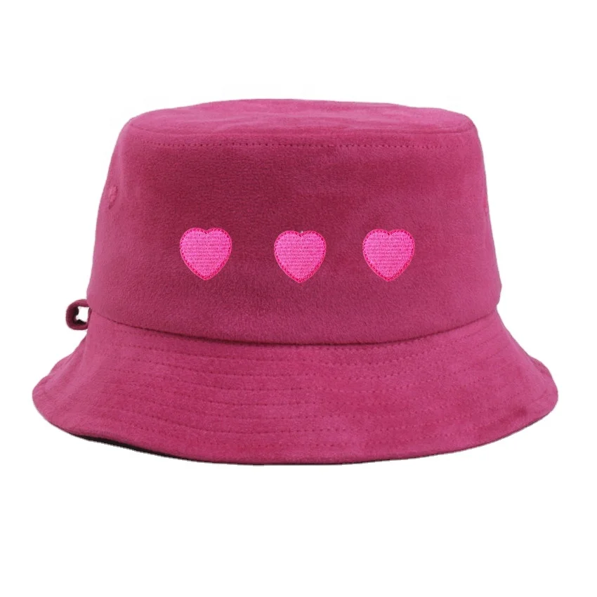 custom embroidery design round top wholesale men suede plain pink classic bucket hats with cigarette circle
