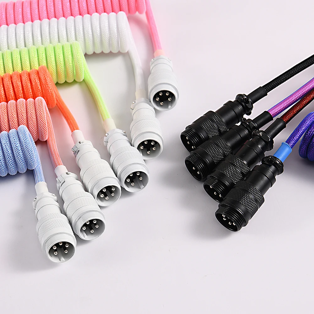 Спиральный механический кабель для клавиатуры techflex GX16 aviator usb c, авиационная пружина с двойными рукавами и катушкой type-c