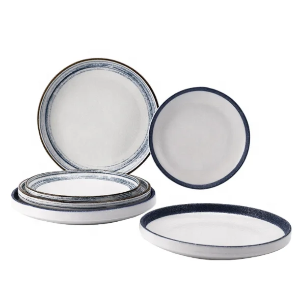 Simple Japanese-style tableware hotel restaurant hand-painted display decoration dessert salad ceramic plate