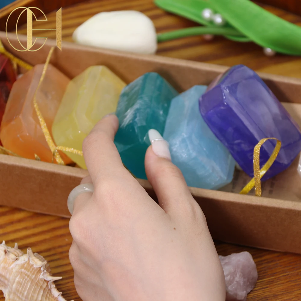 Kabbalah Private Label Colorful Gem Stone Shaped Handmade Natural Crystal Soap Basic Cleaning Bath Soap Stone shape Soaps