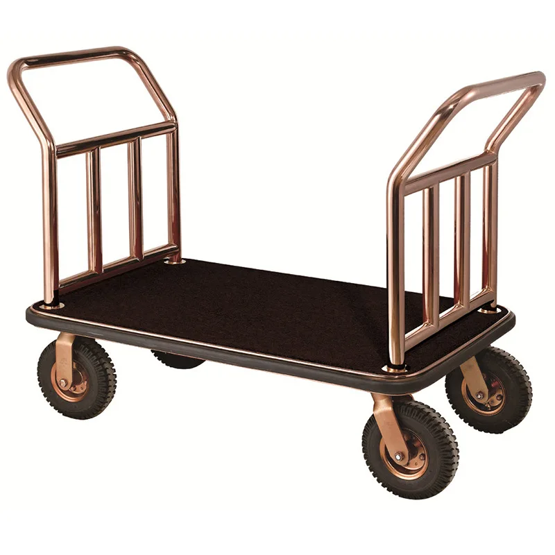 Hot Sale Five Star Golden Stainless Steel Hand Truck High Quality Multi-style Lobby Luggage Trolley Hall Luggage Cart