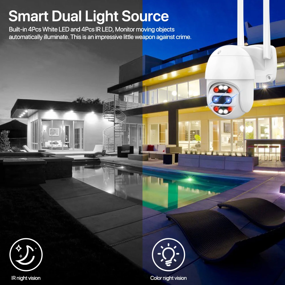 Full Color 4MP 10X Double Lens Outdoor Night Vision P2P Icsee Waterproof Wifi CCTV PTZ Camera