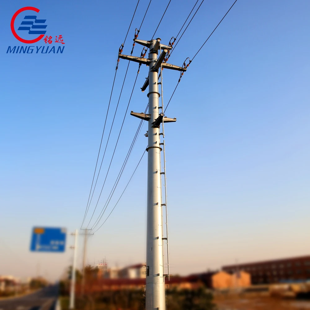 60ft galvanized steel tubular utility power pole galvanized metal steel pole