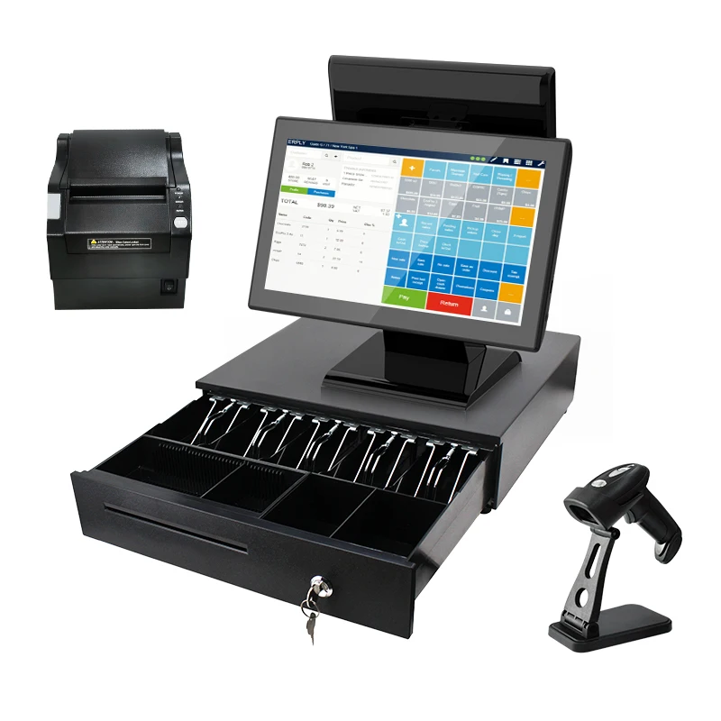 Micropos 15.6 Inch All in One Pos Device Complete Cash Register Pos Systems windows Pos Terminal