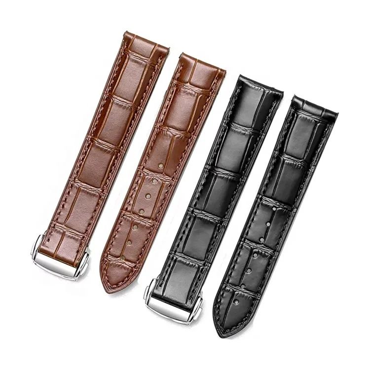 18 19 20 21 22 mm black blue speedmaster butterfly deployment corc pattern genuine leather watch band for omega watch strap