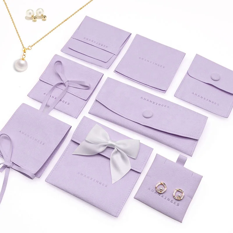 New Arrival pochette bijou Suede bag jewelry Packaging Gift Bag Pouches Custom Logo microfiber jewelry pouch