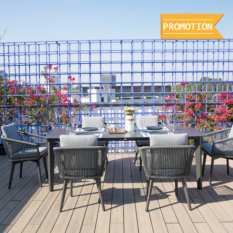 Лидер продаж, популярный прямоугольный алюминиевый обеденный стол для дома и улицы, садовый обеденный стол и стул