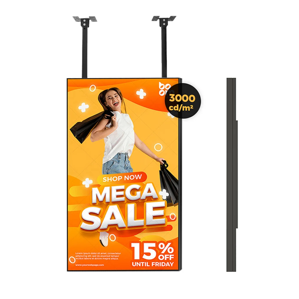 Ceiling Hanging Digital Signage High Brightness Display LCD 3000 Nits Ultra Thin Advertising Display