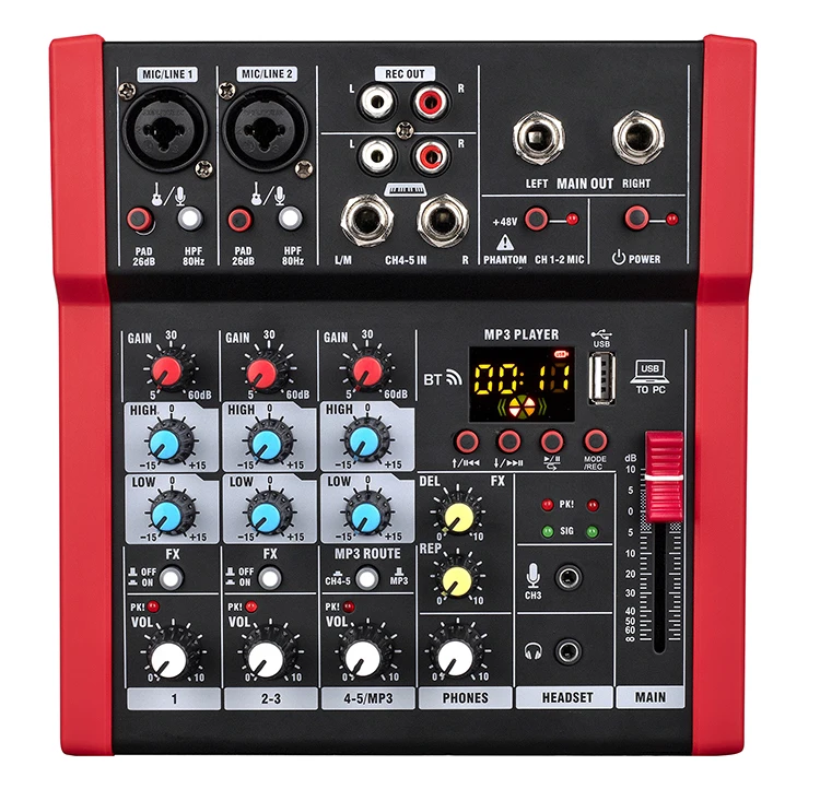 Mini  Mixer Console Mp5 for Home Using Small Show with Soundcard bluetooth Pc Recording