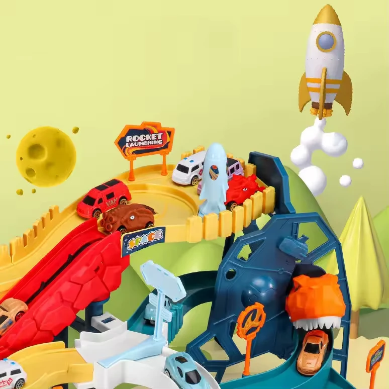 Hot Selling In Europe And America Boys Slot Car Race Track Sets Dinosaur Racing Track Car Adventure Toys