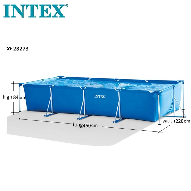 Оригинальный прямоугольный металлический каркас INTEX 28273 плавательный бассейн для семейного использования из ПВХ
