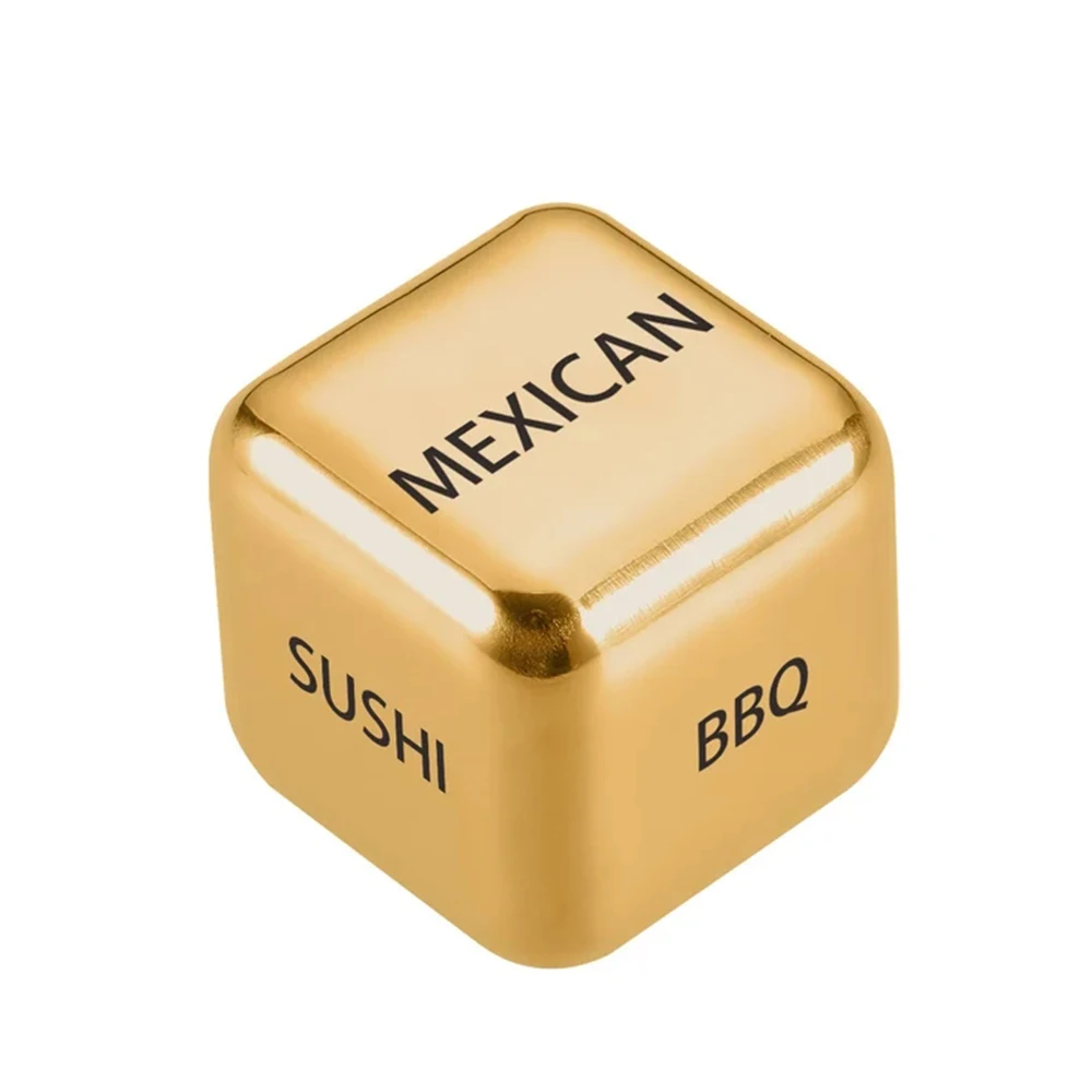Custom Gold 6 Sided Metal Food Decision Date Night Lover Dice for Couples