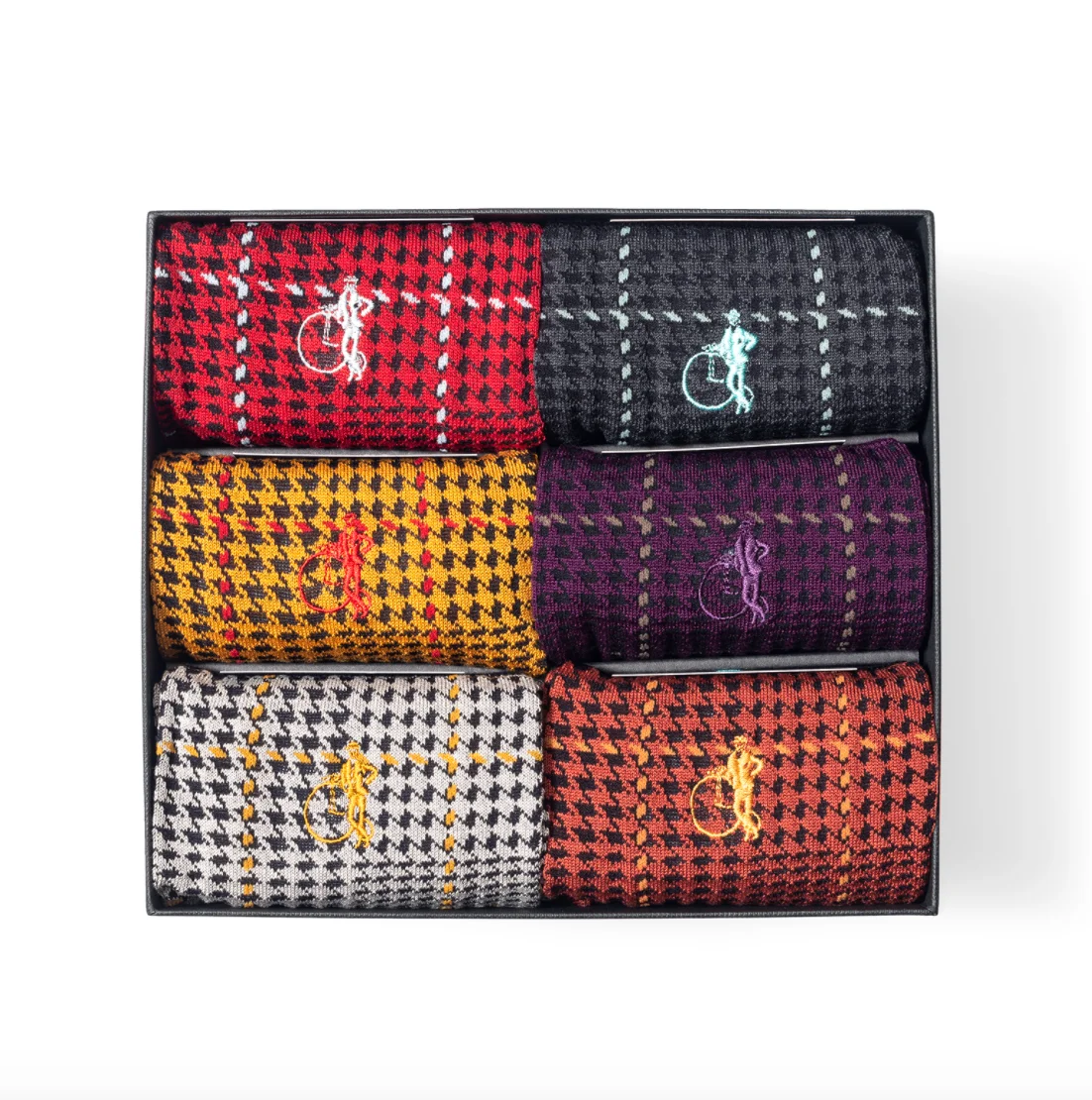 TA21434 OEM Wholesale Colorful Cotton Knit Ribbed Embroidery Logo Dress Business Socks Box for Men