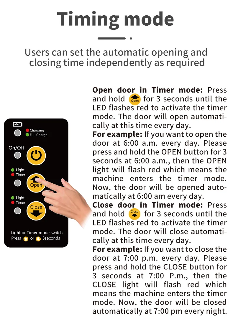 Solar Powered Light Sensing Remote Control Opener Rolling shutter door Automatic Chicken Coop Door