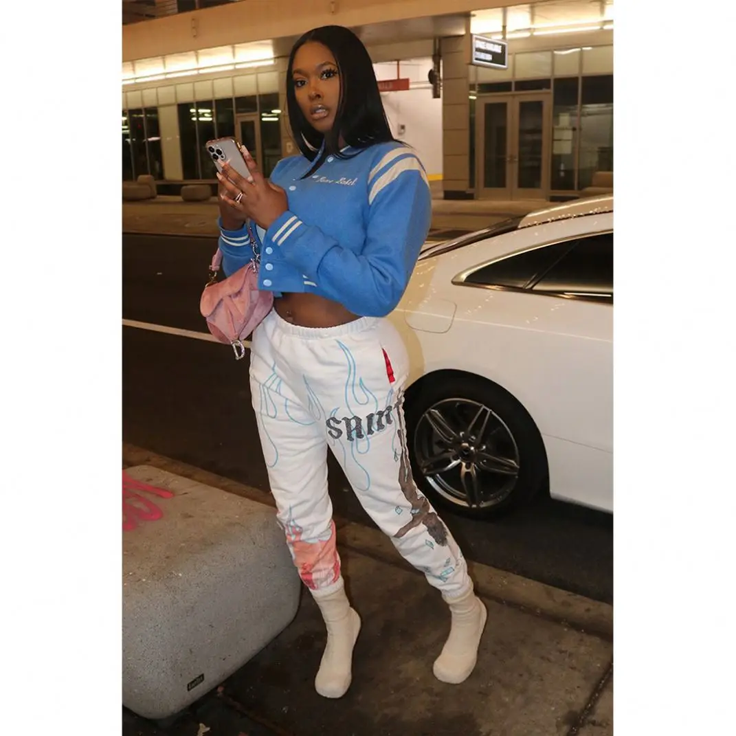 YZ M6508 Lucky Label Embroidery Long Sleeve Cropped Jackets 2021 Fashion Winter Jacket Woman